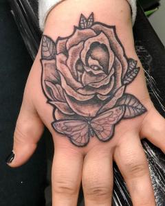 Rose + Butterfly hand