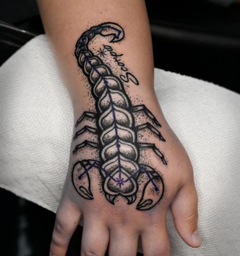 Scorpio Hand Tattoo